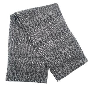 Women’s Gray Black Leopard Print Infinity Fleece Neck Scarf OS